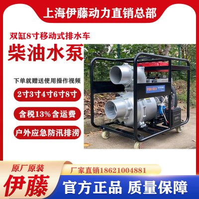 伊藤动力YT80DPE大流量大型双缸柴油机抽水泵排水泵抗旱应急8寸