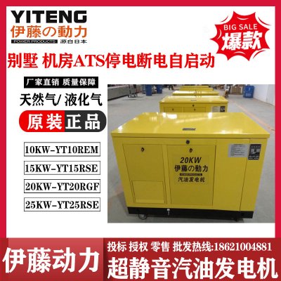 上海伊藤动力箱式静音水冷四缸汽油发电机天然气液化气YT20RSE